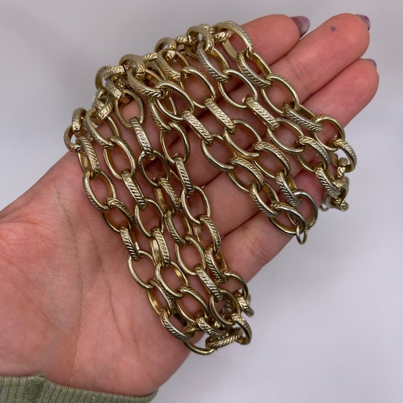 Gold-Tone Link Chain Double Strand Necklace - Picture 2 of 4